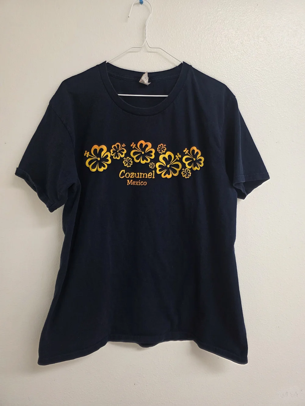 Navy Short-Sleeve Tee with Yellow Floral Cozumel Graphic (0700)